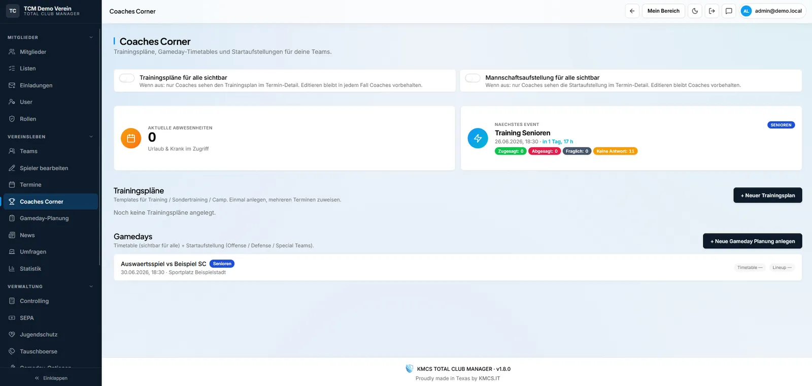 Vereinssoftware KMCS Total Club Manager – Screenshot 2